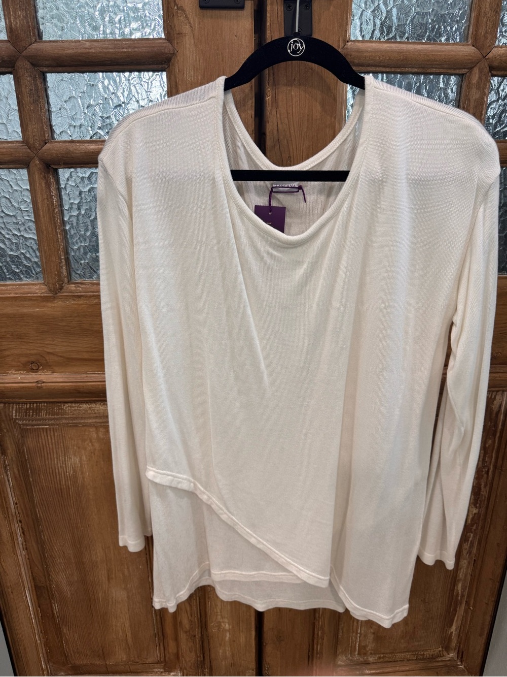 Light Cream Layered Long-Sleeve Women's Top